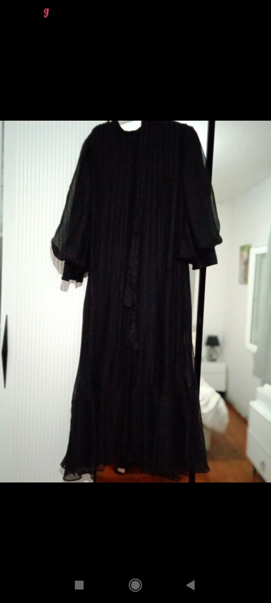 Uzun Siyah Piliseli n Elbise - Görsel 3