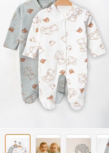 Erkek Bebek Uzun Kollu Pamuklu Tulum 4'lü Set - Görsel 8