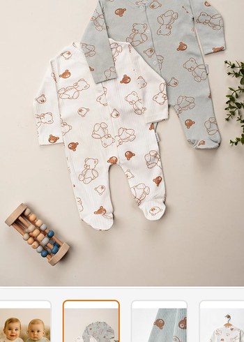 Erkek Bebek Uzun Kollu Pamuklu Tulum 4'lü Set - Görsel 10