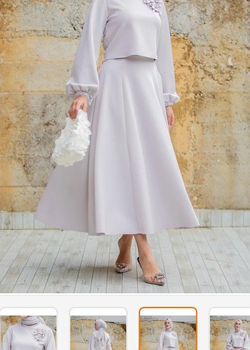 yaka çiçekli puf dalgıç etekli takım - Görsel 2