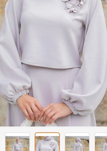 yaka çiçekli puf dalgıç etekli takım - Görsel 4