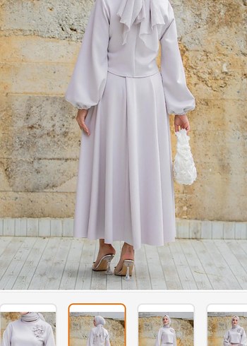 yaka çiçekli puf dalgıç etekli takım - Görsel 5