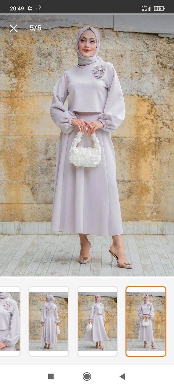 yaka çiçekli puf dalgıç etekli takım - Görsel 3