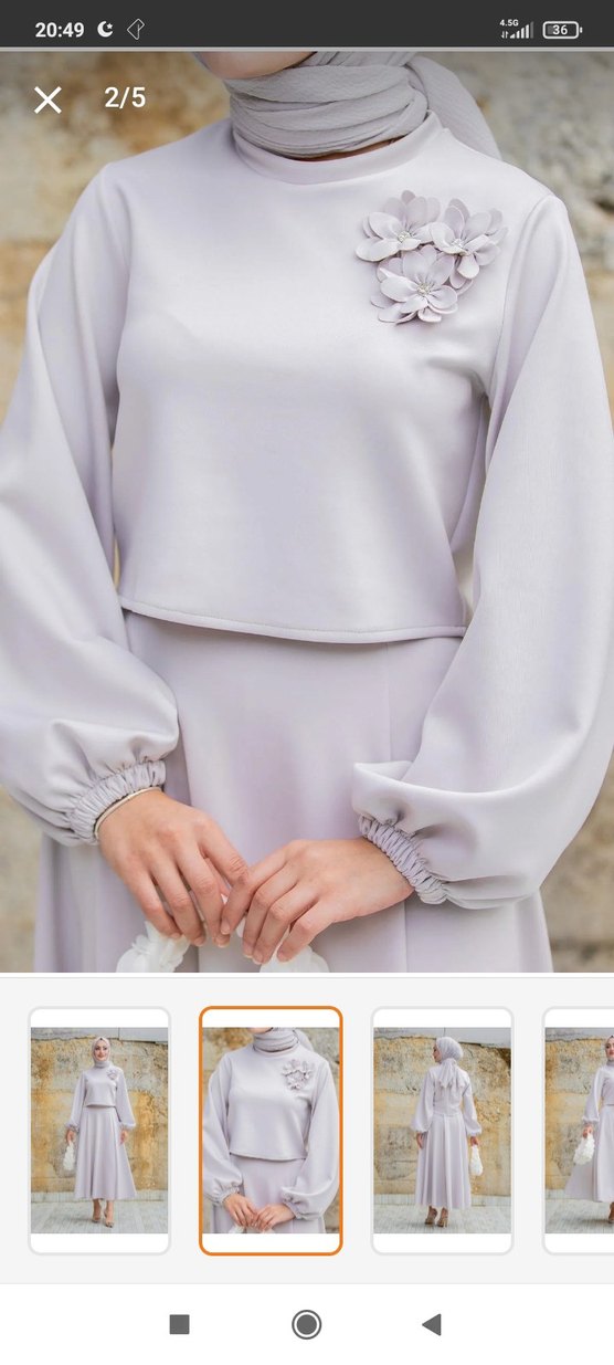 yaka çiçekli puf dalgıç etekli takım - Görsel 4