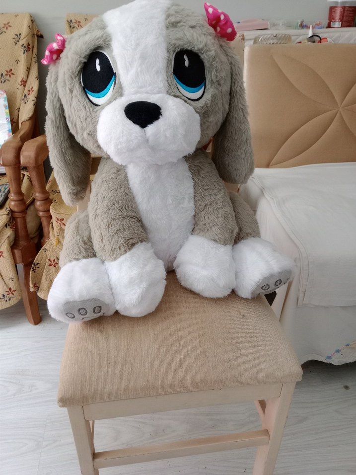 Gri Peluş Üzgün Köpek - Görsel 3