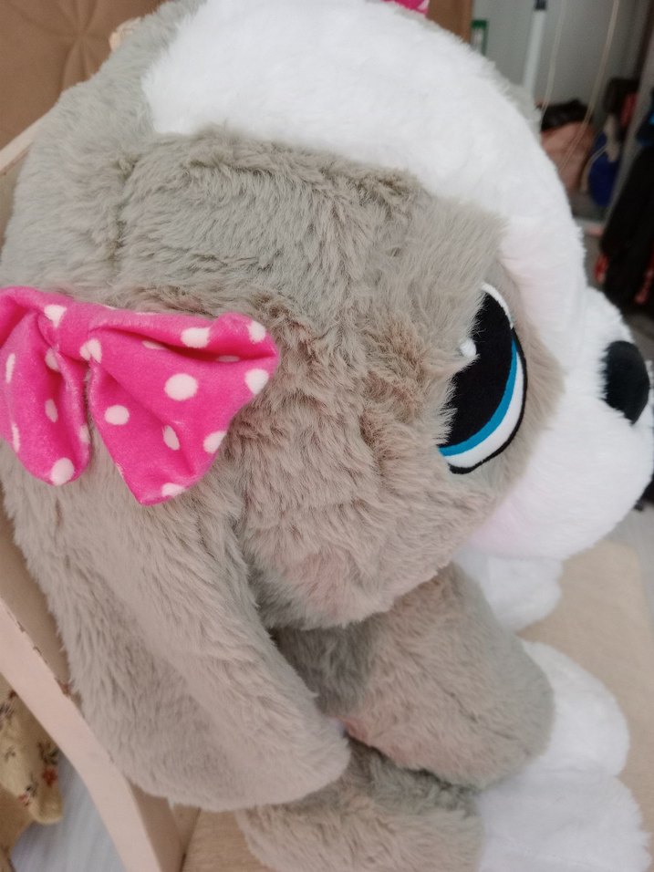 Gri Peluş Üzgün Köpek - Görsel 4