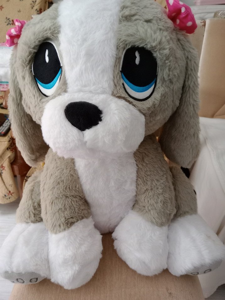 Gri Peluş Üzgün Köpek - Görsel 2