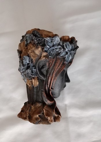 Çiçekli Yüz Figürü saksı mumluk - Görsel 2