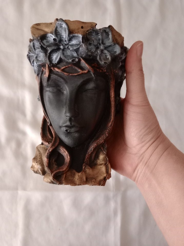 Çiçekli Yüz Figürü saksı mumluk - Görsel 4