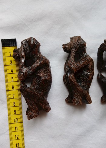 Kahverengi Üçlü Maymun Figür Seti - Görsel 4