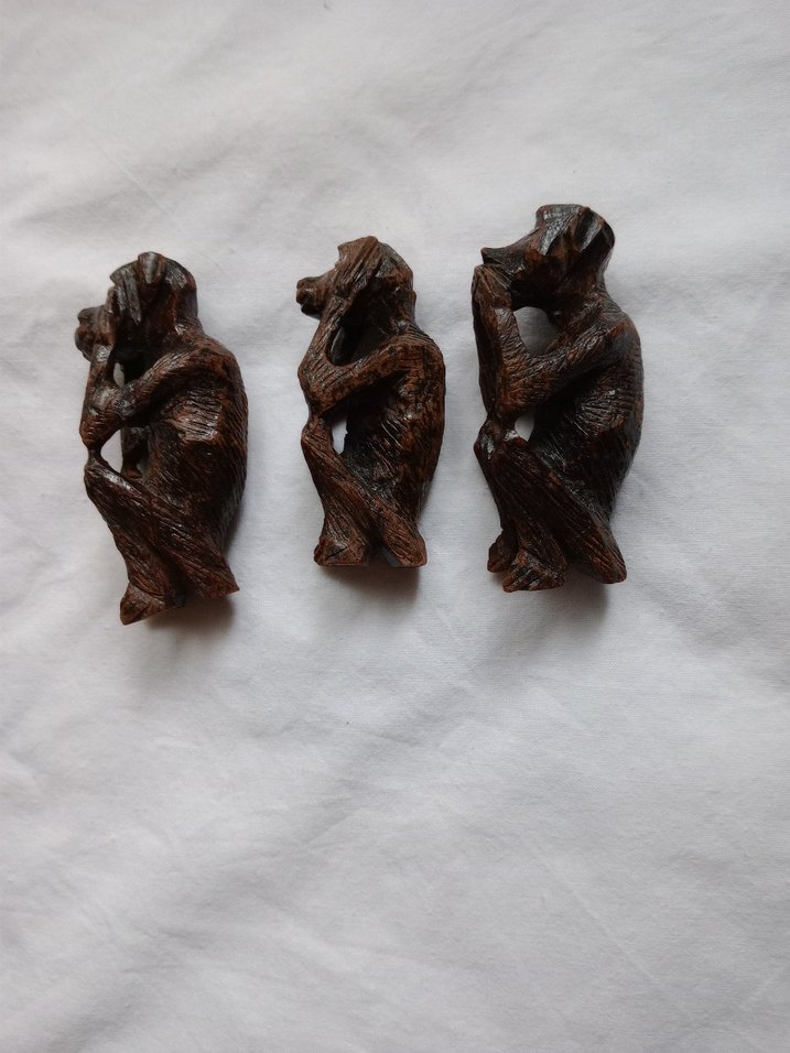 Kahverengi Üçlü Maymun Figür Seti - Görsel 2