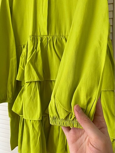 Neon yeşil kat kat gömlek - Görsel 6