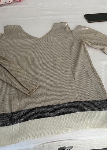 Bej Kolsuz Triko Kadın Kazak - Görsel 2