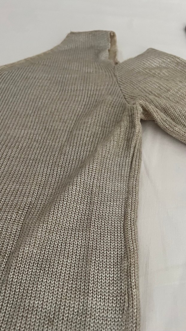 Bej Kolsuz Triko Kadın Kazak - Görsel 3