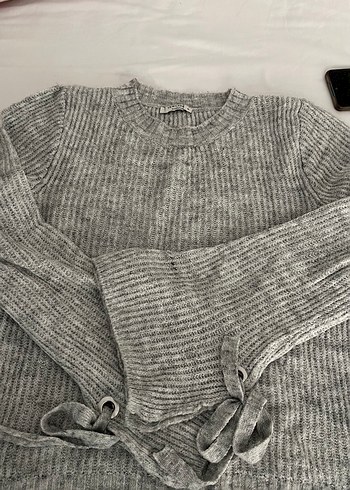 Gri Kadın Triko Kazak - Görsel 3