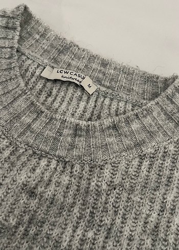 Gri Kadın Triko Kazak - Görsel 4