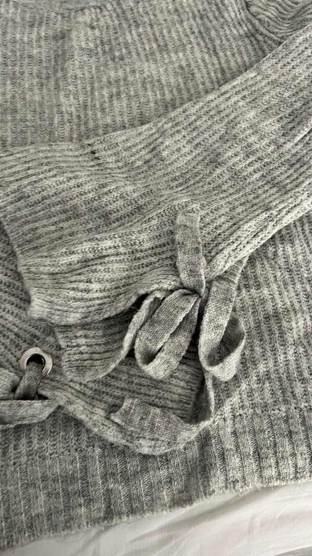 Gri Kadın Triko Kazak - Görsel 2