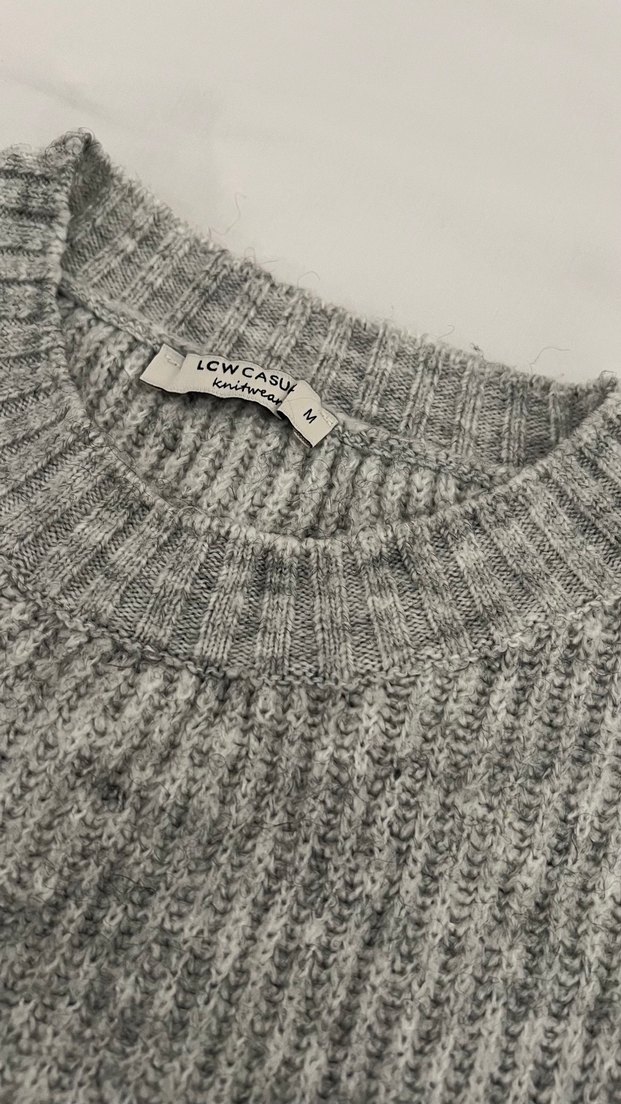 Gri Kadın Triko Kazak - Görsel 4