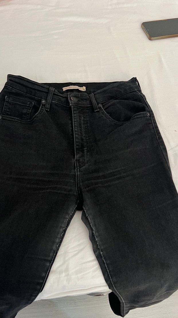 Düğmeli Siyah Kadın  levis Pantolon - Görsel 3