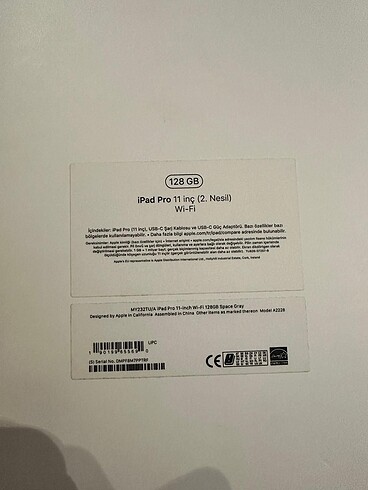 Beden Renk 128 GB iPad Pro 11 inç (2. Nesil )
