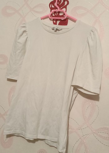 Kız Çocuk Beyaz Fırfırlı Pamuklu Tişört - Görsel 2