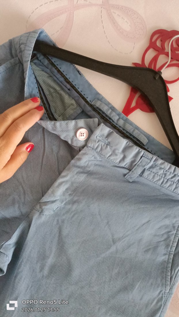 Düğmeli Mavi Erkek Denim Pantolon - Görsel 3