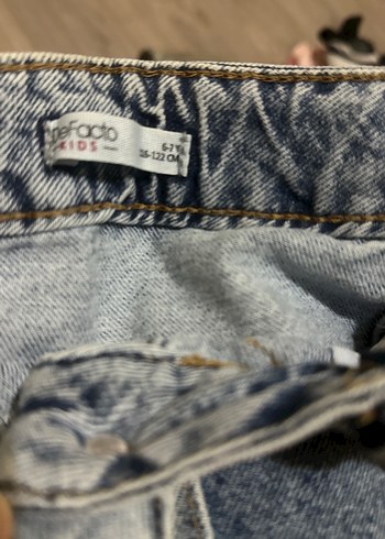 Defacto Düğmeli Mavi Batik Desenli Denim Mini Etek