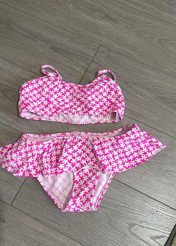 Çiçek Desenli Pembe Kız Bikini