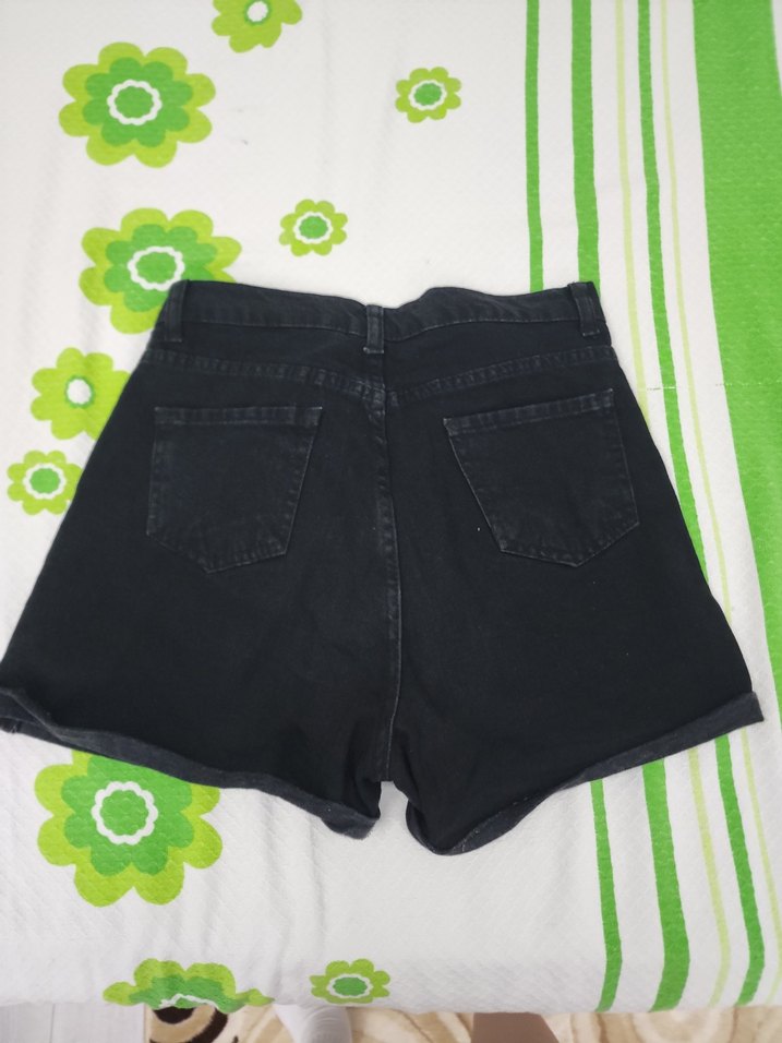 siyah mini kot şort - Görsel 2