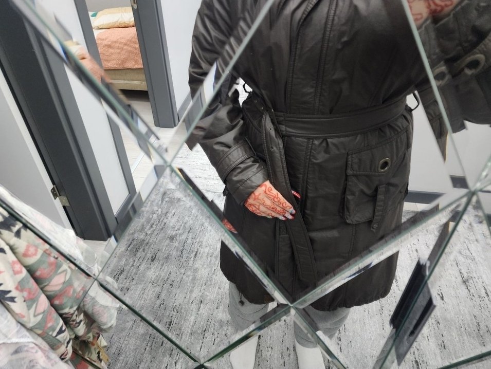 Kahverengi Deri Uzun Kemerli Kadın Ceket - Görsel 4