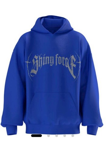 Parlak Baskılı Mavi Kapüşonlu ünisex Sweatshirt