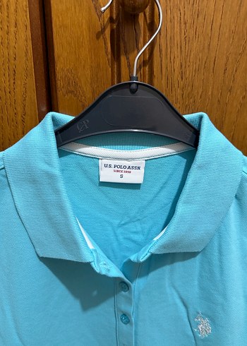 U S Polo Turkuaz Düğmeli Kısa Kollu Kadın Tişört - Görsel 2