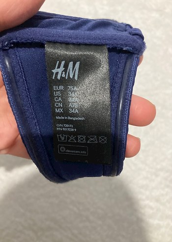 Lacivert Drapeli İnce Askılı Bikini Üstü - Görsel 2