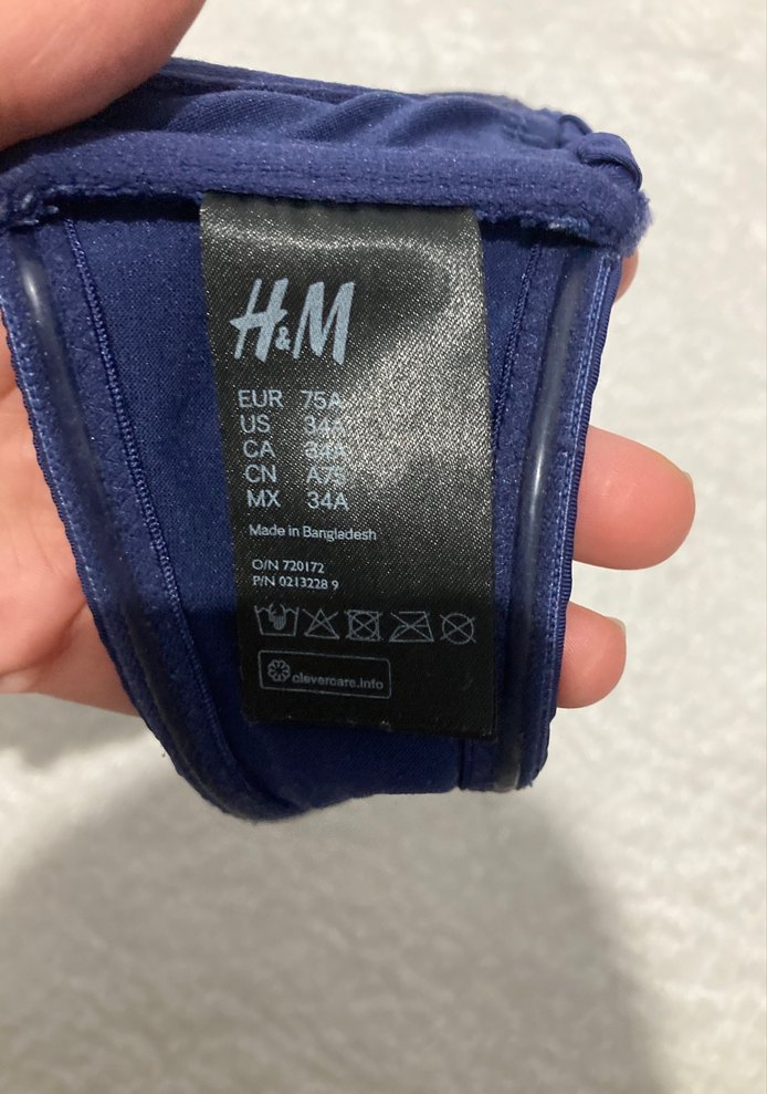 Lacivert Drapeli İnce Askılı Bikini Üstü - Görsel 2