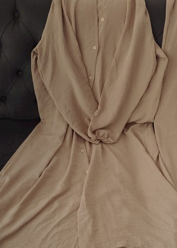Bej düğmeli alt üst takım tunik ve pantolon 50 beden - Görsel 14