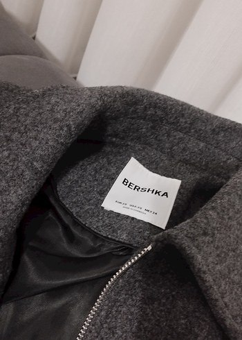 Gri fermuarlı kadın  Midi Yün Kaban - Görsel 3