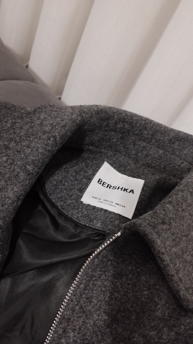 Gri fermuarlı kadın  Midi Yün Kaban - Görsel 3