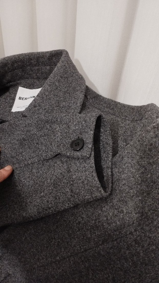 Gri fermuarlı kadın  Midi Yün Kaban - Görsel 2