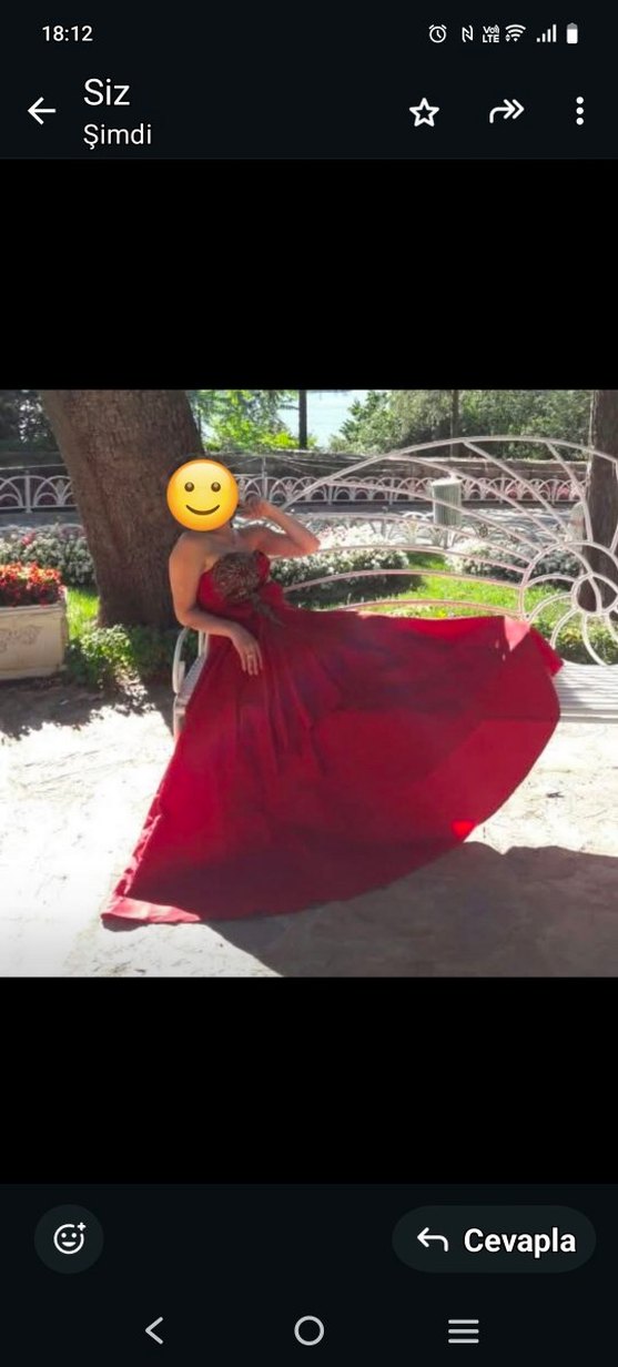 Uzun Kırmızı Drapeli Straplez Kadın Abiye - Görsel 2