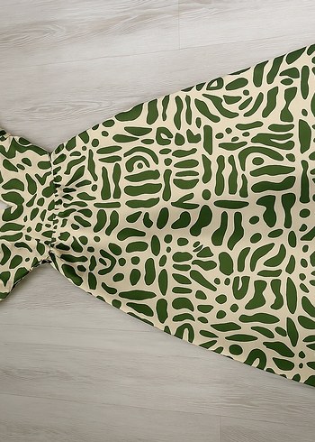 Yeşil Batik Desenli Kadın Elbise