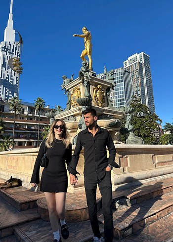 Stradivarius Siyah Kadın Midi Triko Elbise