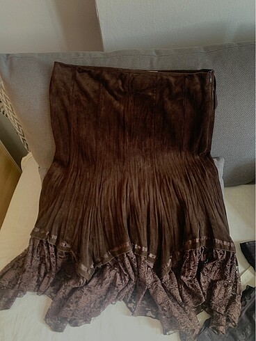 Gotic Fairycore Vintage Süet etek