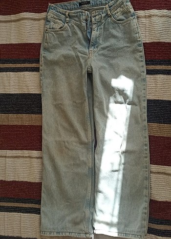 Gri Midi Boy Bol Kesim Kadın Kot Pantolon