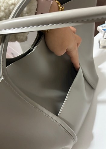 Gri Deri Kadın Günlük Çanta - Görsel 4