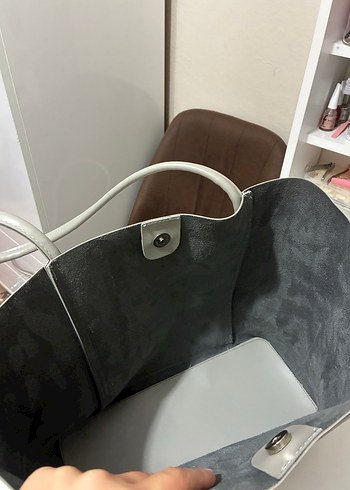 Gri Deri Kadın Günlük Çanta - Görsel 3