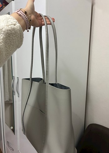 Gri Deri Kadın Günlük Çanta - Görsel 2