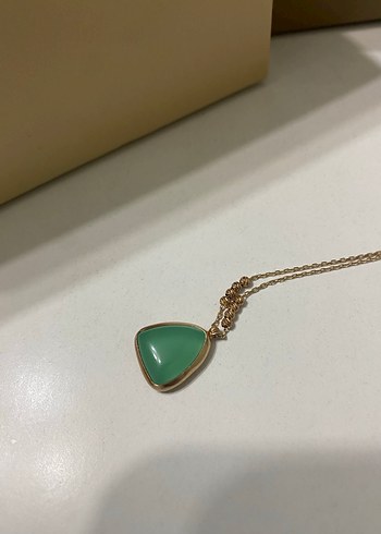 Turkuaz Zincir Detaylı Midi Kolye 925 ayar gümüş - Görsel 2