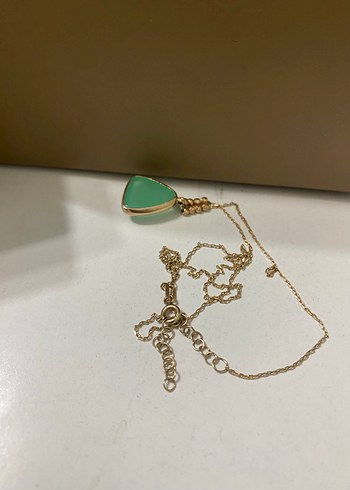 Turkuaz Zincir Detaylı Midi Kolye 925 ayar gümüş - Görsel 4