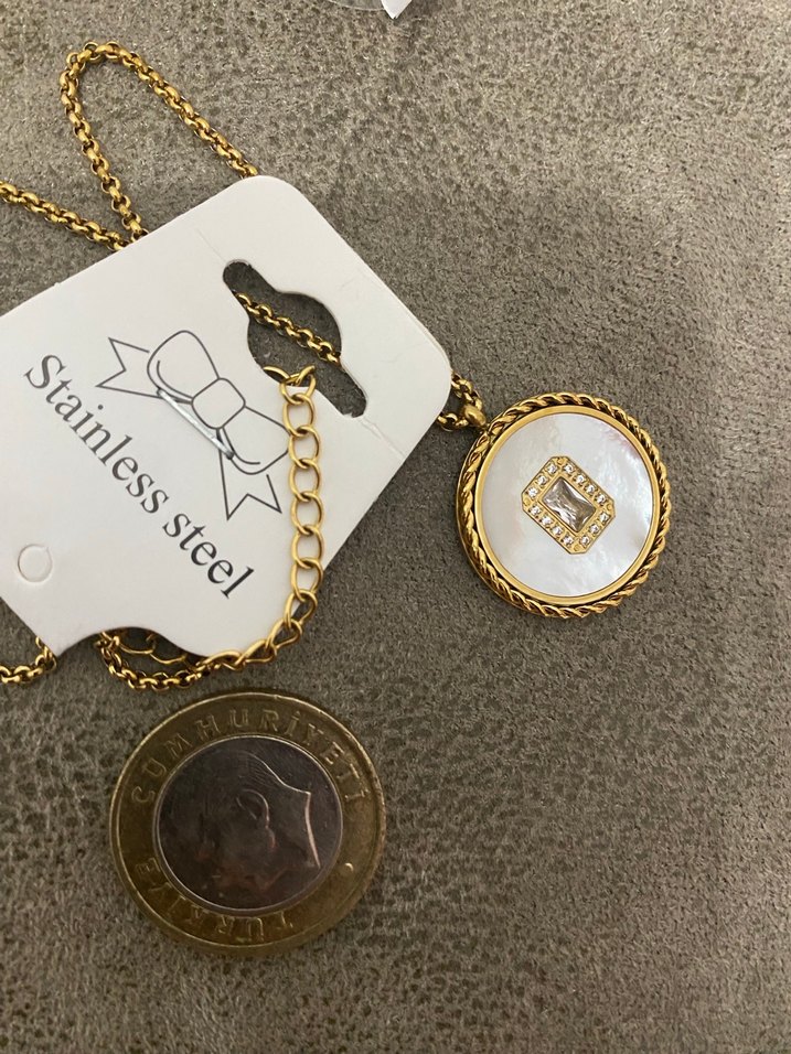 Uzun Zincir Detaylı çelik kararmaz kolye - Görsel 3