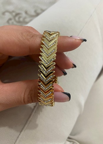 Altın Renkli Yılan Desenli Taşlı Bilezik - Görsel 5